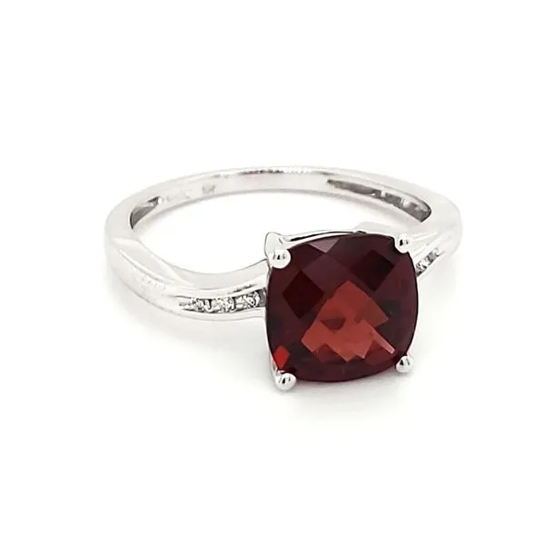 14K White Gold Garnet & Diamond Ring Image 2 Quality Gem LLC Bethel, CT