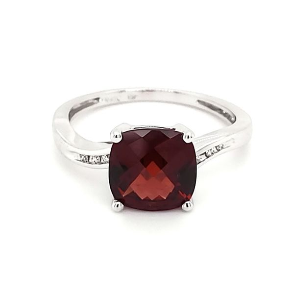 14K White Gold Garnet & Diamond Ring Quality Gem LLC Bethel, CT