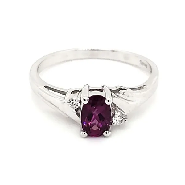 14K White Gold Purple Garnet & Diamond Ring Quality Gem LLC Bethel, CT