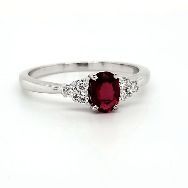 14K White Gold Ruby & Diamond Ring Image 2 Quality Gem LLC Bethel, CT