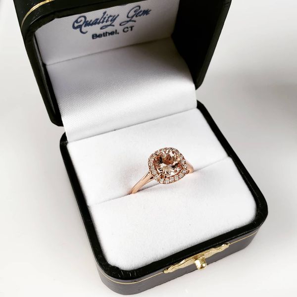 14K Rose Gold Morganite & Diamond Ring Image 4 Quality Gem LLC Bethel, CT