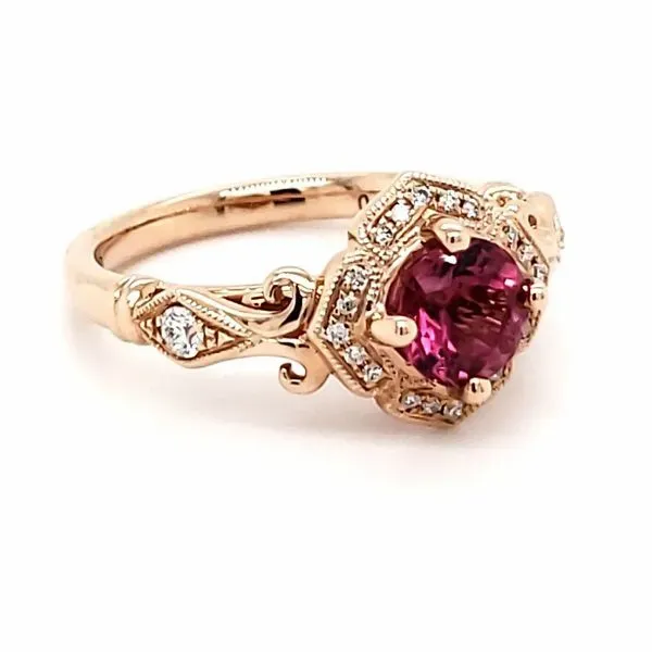 14K Rose Gold Pink Tourmaline & Diamond Ring Image 3 Quality Gem LLC Bethel, CT