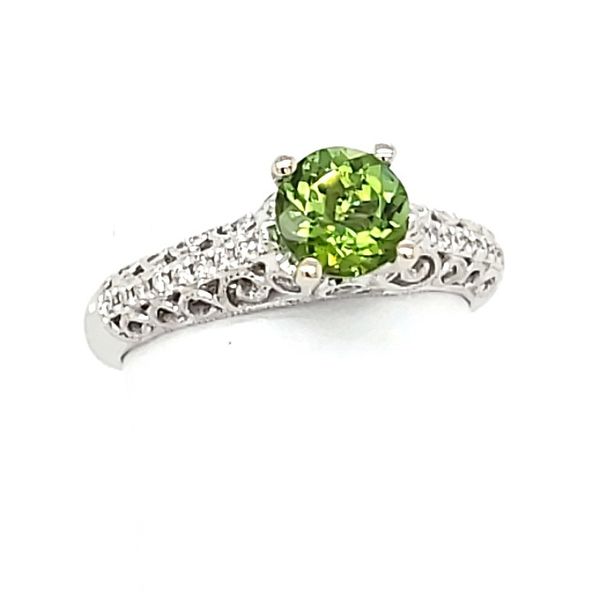 14K White Gold Green Tourmaline & Diamond Ring Image 3 Quality Gem LLC Bethel, CT