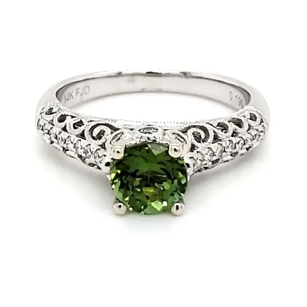 14K White Gold Green Tourmaline & Diamond Ring Quality Gem LLC Bethel, CT