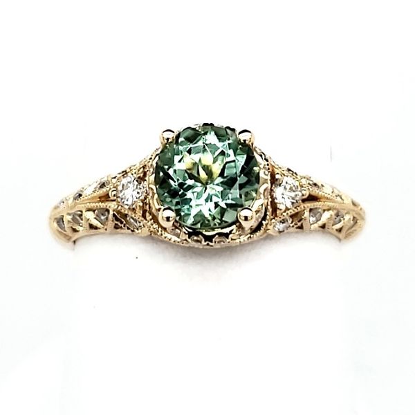 14K Yellow Gold Green Tourmaline & Diamond Ring Image 3 Quality Gem LLC Bethel, CT