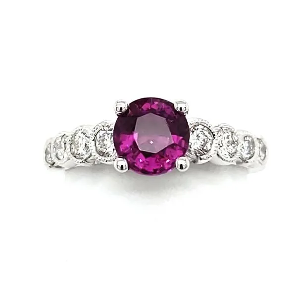 14K White Gold Rhodolite Garnet & Diamond Ring Quality Gem LLC Bethel, CT