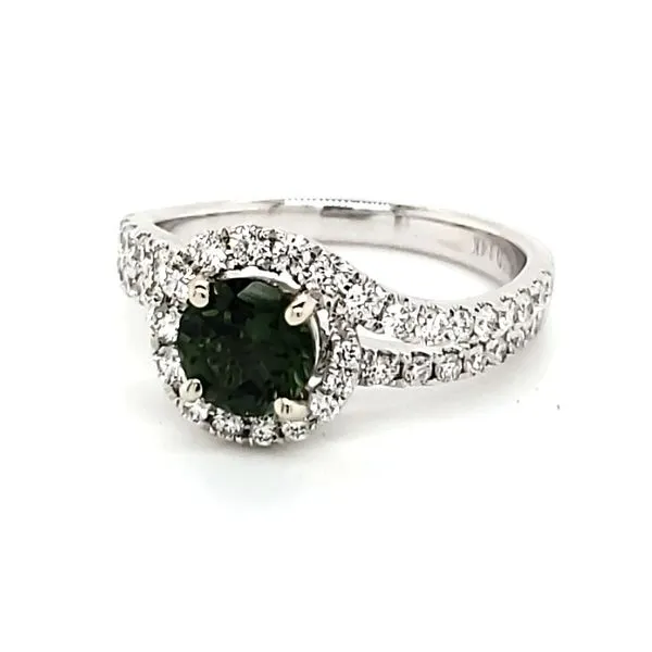 14K White Gold Green Tourmaline & Diamond Ring Image 2 Quality Gem LLC Bethel, CT