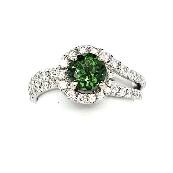 14K White Gold Green Tourmaline & Diamond Ring Image 3 Quality Gem LLC Bethel, CT