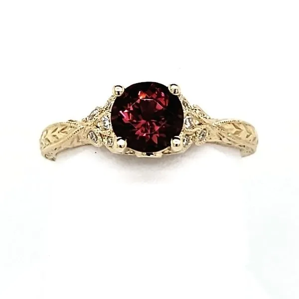 14K Yellow Gold Pink Tourmaline & Diamond Ring Image 2 Quality Gem LLC Bethel, CT