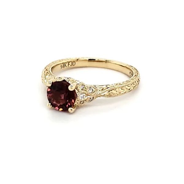 14K Yellow Gold Pink Tourmaline & Diamond Ring Image 4 Quality Gem LLC Bethel, CT