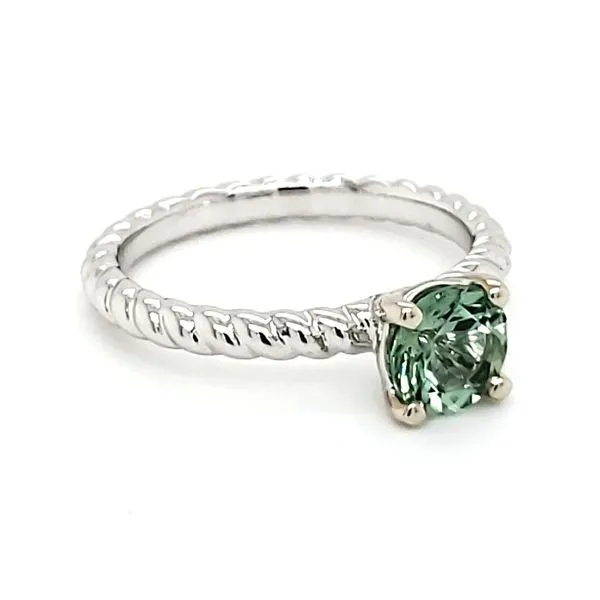 14K White Gold Mint Green Tourmaline & Diamond Ring Image 2 Quality Gem LLC Bethel, CT