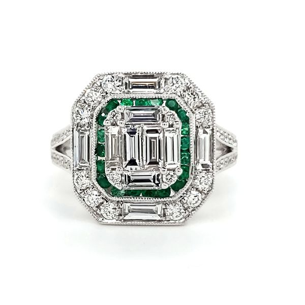 14K White Gold Emerald & Diamond Statement Ring Quality Gem LLC Bethel, CT