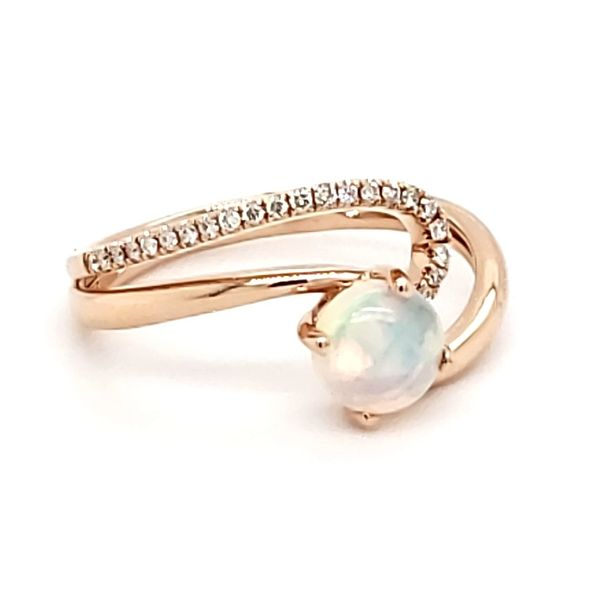 14K Rose Gold Opal & Diamond Swirl Ring Image 3 Quality Gem LLC Bethel, CT