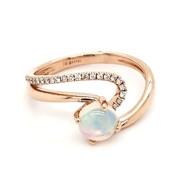 14K Rose Gold Opal & Diamond Swirl Ring Quality Gem LLC Bethel, CT