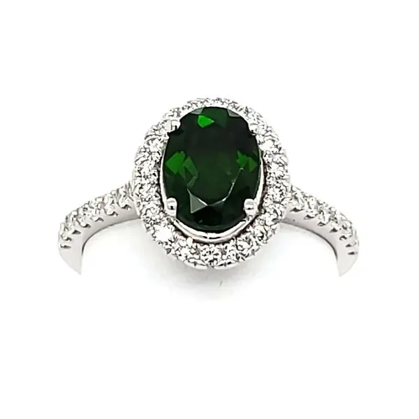 14K White Gold Chrome Diopside & Diamond Halo Ring Quality Gem LLC Bethel, CT