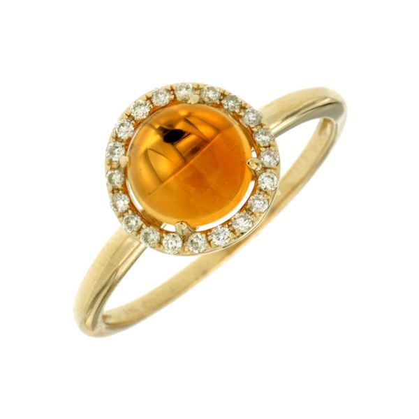 14K Yellow Gold Citrine Cabochon & Diamond Ring Image 2 Quality Gem LLC Bethel, CT