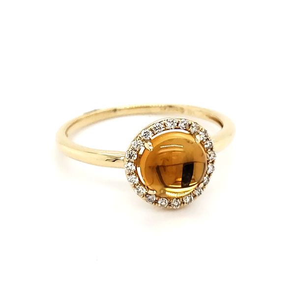 14K Yellow Gold Citrine Cabochon & Diamond Ring Image 3 Quality Gem LLC Bethel, CT