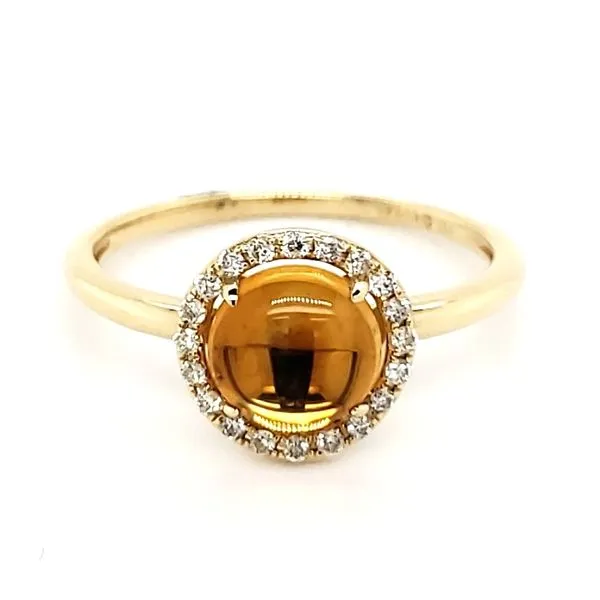 14K Yellow Gold Citrine Cabochon & Diamond Ring Quality Gem LLC Bethel, CT