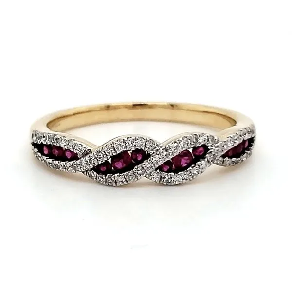 14K Yellow Gold Ruby & Diamond Twist Ring Quality Gem LLC Bethel, CT