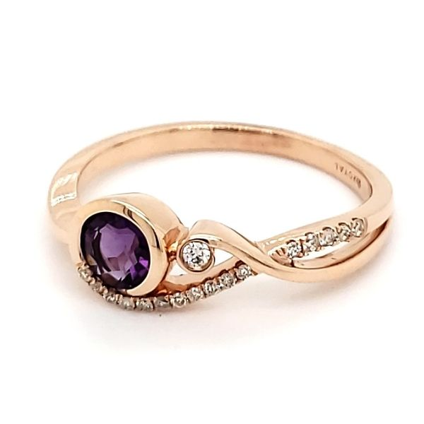 14K Rose Gold Amethyst & Diamond Free Form Ring Image 2 Quality Gem LLC Bethel, CT