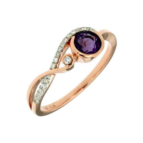 14K Rose Gold Amethyst & Diamond Free Form Ring Image 3 Quality Gem LLC Bethel, CT