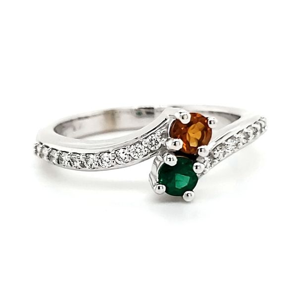 14K White Gold Emerald & Citrine Bypass Fashion Ring Image 2 Quality Gem LLC Bethel, CT