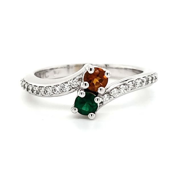 14K White Gold Emerald & Citrine Bypass Fashion Ring Quality Gem LLC Bethel, CT