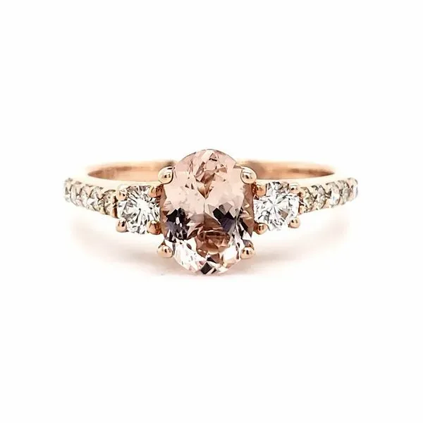 14K Rose Gold Oval Morganite & Diamond Ring Image 2 Quality Gem LLC Bethel, CT