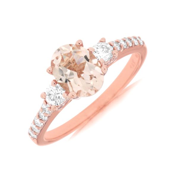 14K Rose Gold Oval Morganite & Diamond Ring Image 3 Quality Gem LLC Bethel, CT