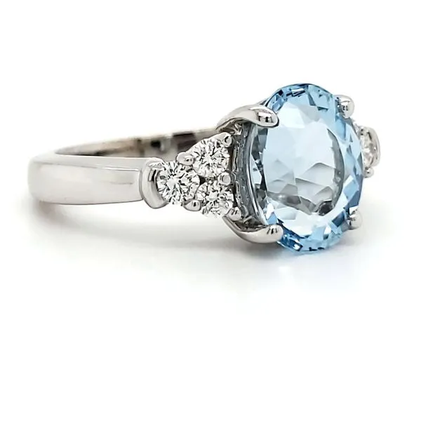 14K White Gold Aquamarine & Diamond Ring Image 2 Quality Gem LLC Bethel, CT