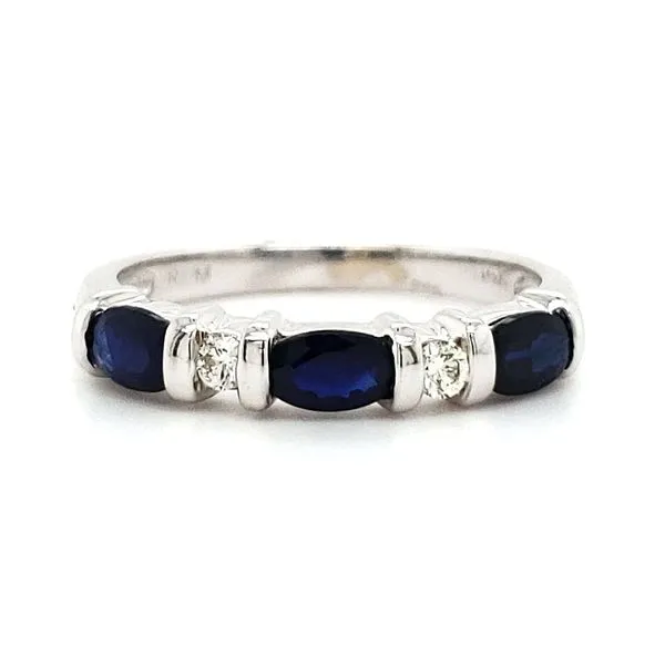 14K White Gold Oval Sapphire & Diamond Band Quality Gem LLC Bethel, CT