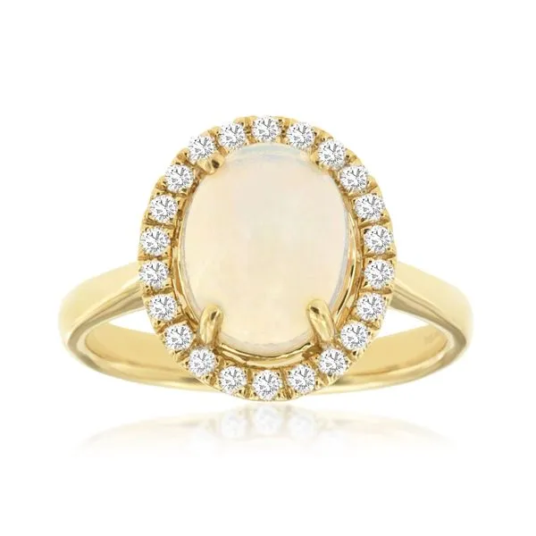 14K Yellow Gold Opal & Diamond Halo Ring Quality Gem LLC Bethel, CT