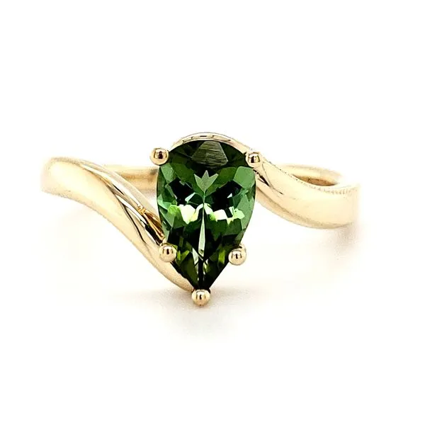 14K Yellow Gold Bypass Pear Green Tourmaline Ring Quality Gem LLC Bethel, CT