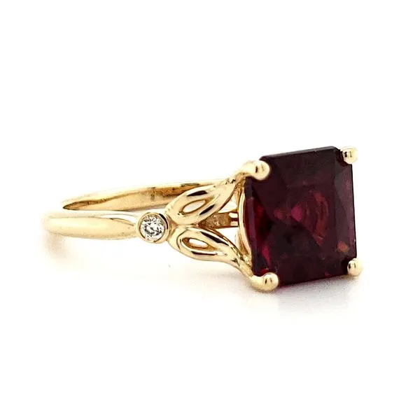 14K Yellow Gold Rhodolite Garnet & Diamond Ring Image 2 Quality Gem LLC Bethel, CT