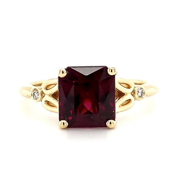 14K Yellow Gold Rhodolite Garnet & Diamond Ring Quality Gem LLC Bethel, CT