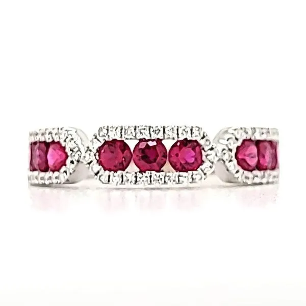 18K White Gold Ruby & Diamond Band Quality Gem LLC Bethel, CT