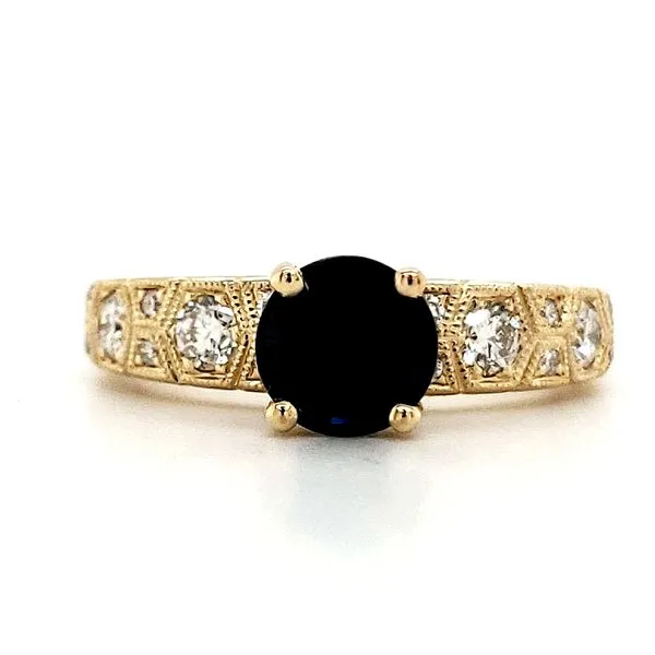 14K Yellow Gold Sapphire & Diamond Ring Image 3 Quality Gem LLC Bethel, CT