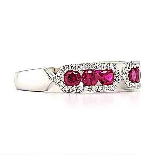 14K White Gold Ruby & Diamond Band Image 2 Quality Gem LLC Bethel, CT