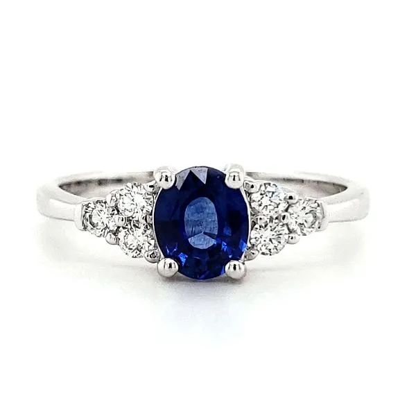 14K White Gold Oval Ceylon Sapphire & Diamond Ring Quality Gem LLC Bethel, CT