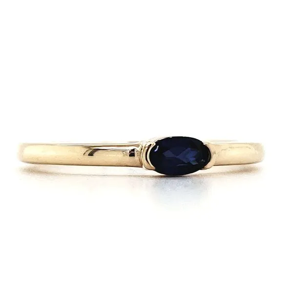 14K Yellow Gold Oval East-West Blue Sapphire Band Image 2 Quality Gem LLC Bethel, CT