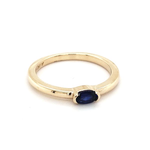 14K Yellow Gold Oval East-West Blue Sapphire Band Image 3 Quality Gem LLC Bethel, CT