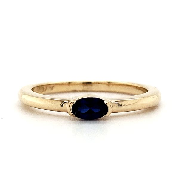 14K Yellow Gold Oval East-West Blue Sapphire Band Quality Gem LLC Bethel, CT