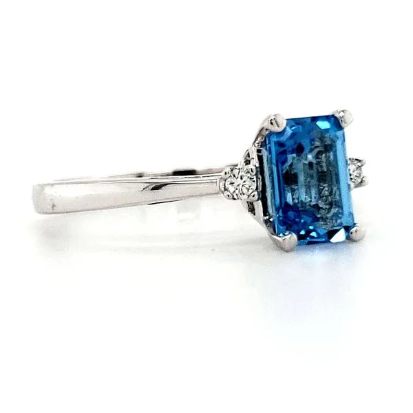 14K White Gold London Blue Topaz & Diamond Ring Image 2 Quality Gem LLC Bethel, CT