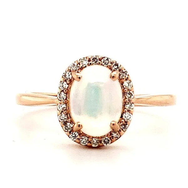 14K Rose Gold Opal and Diamond Halo Ring Quality Gem LLC Bethel, CT