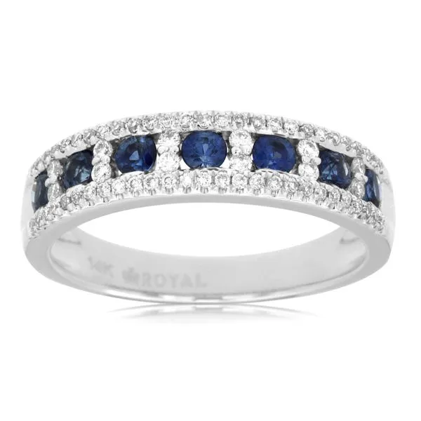 14K White Gold Sapphire and Diamond Band Quality Gem LLC Bethel, CT