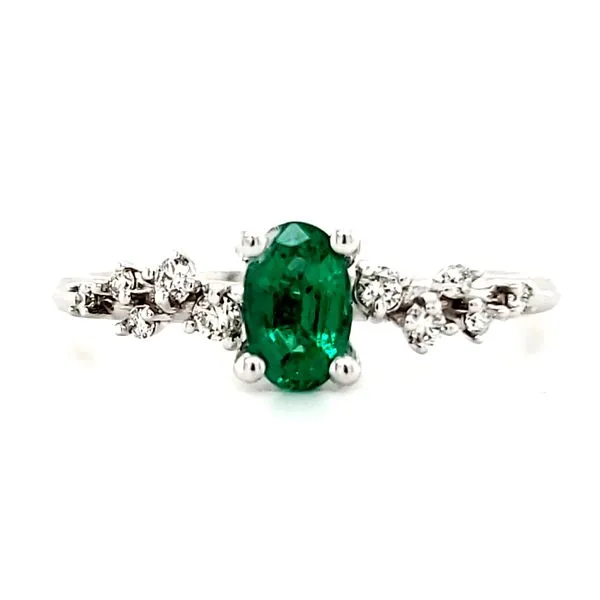 14K White Gold Emerald and Diamond Ring Quality Gem LLC Bethel, CT