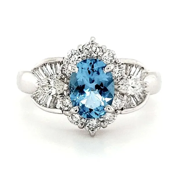 18K White Gold Aquamarine & Diamond Ring Quality Gem LLC Bethel, CT