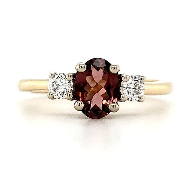 14K Yellow & White Gold Dusty Rose Tourmaline and Diamond Ring Image 2 Quality Gem LLC Bethel, CT