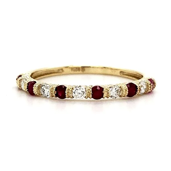 14K Yellow Gold Ruby and Diamond Bar Band Size 7 Quality Gem LLC Bethel, CT