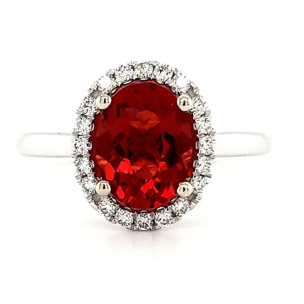 14K White Gold Oval Sunstone & Diamond Halo Ring Quality Gem LLC Bethel, CT